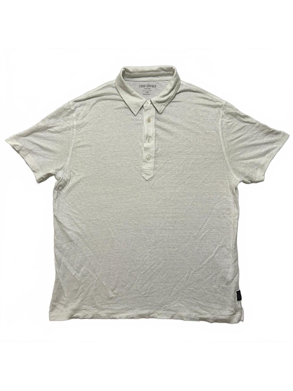 Todd Snyder Pique Knit Classic Short Sleeve Polo Shirt Men's L White